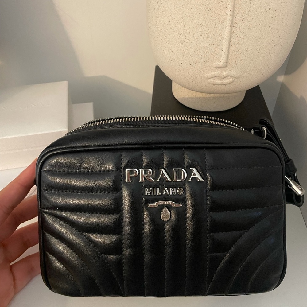 Prada Diagramme Bag in Black with Silver